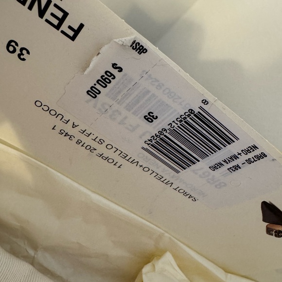 Fendi Black and Tan Leather Mules with Gold Buckle - Picture 8 of 8